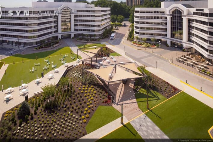 SYNLawn Miami FL commercial artificial grass for office buildings plaza courtyards
